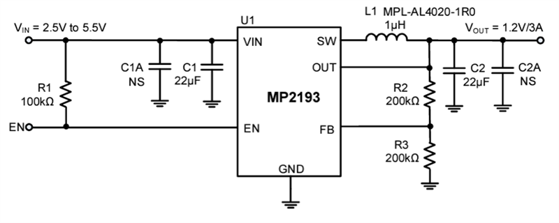 Schematic - Monolithic Power Systems (MPS) EVL2193-C-00B Evaluation Board